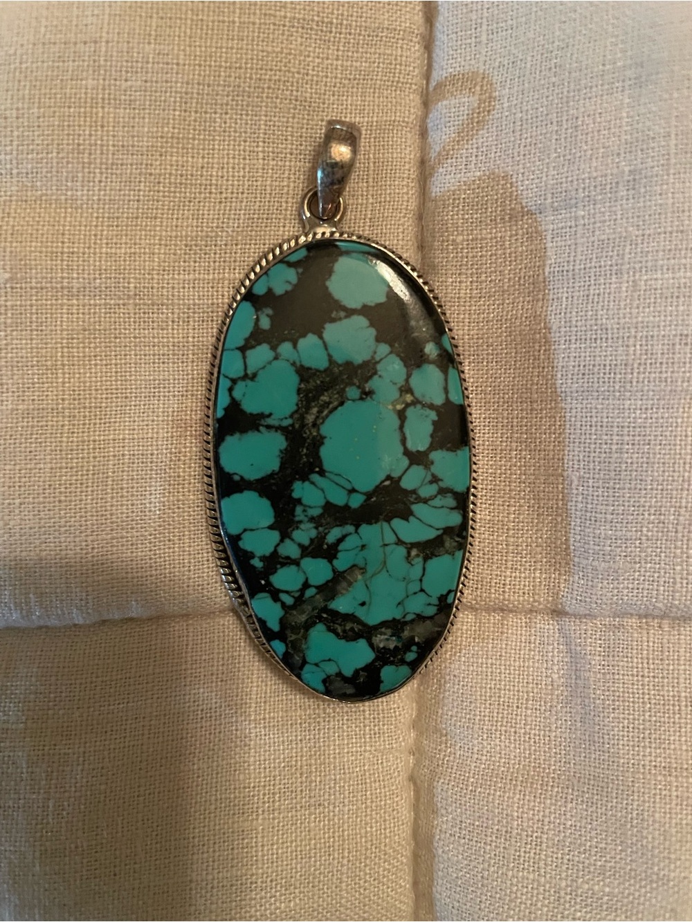 Turquoise & Black Oval Stone Pendant - Women's Jewelry